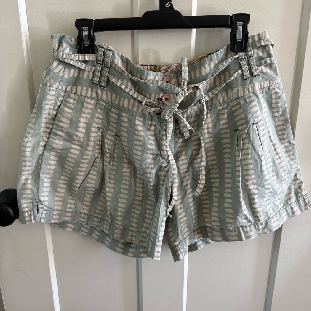 Tua Mint Green Printed High-Waist Drawstring Shorts